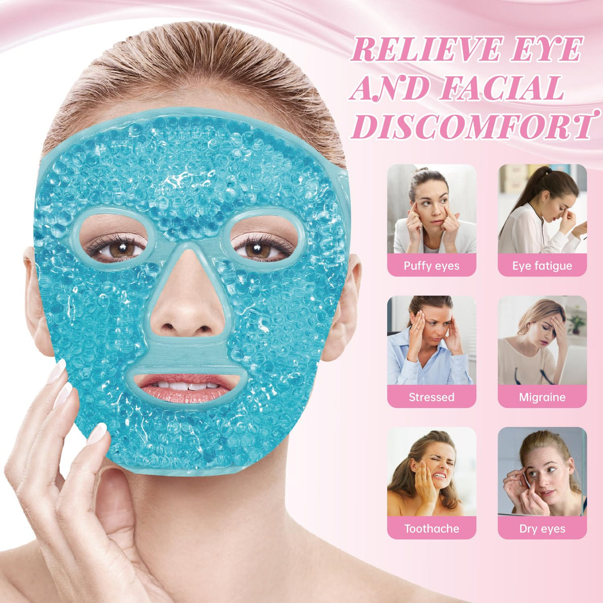 ZNÖCUETÖD ice face mask front view demonstrates molded facial coverage