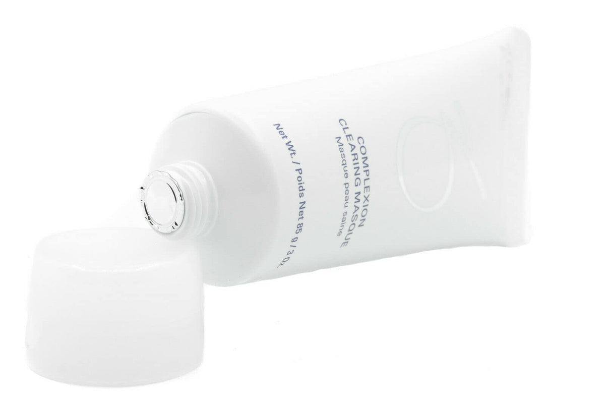 Bathroom counter with ZO SKIN HEALTH masque and cleanser showing a balanced skincare routine