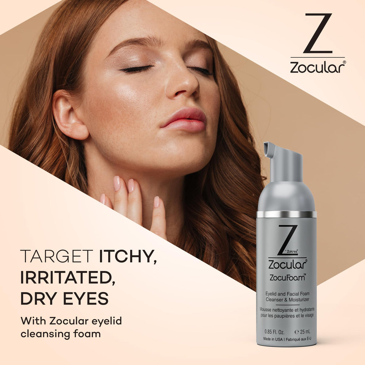 Zocular foam texture close-up showing airy foam for gentle cleansing benefit
