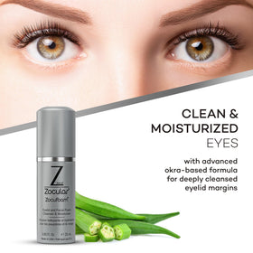Zocular pump dispensing foam into fingertip for precise, hygienic use benefit