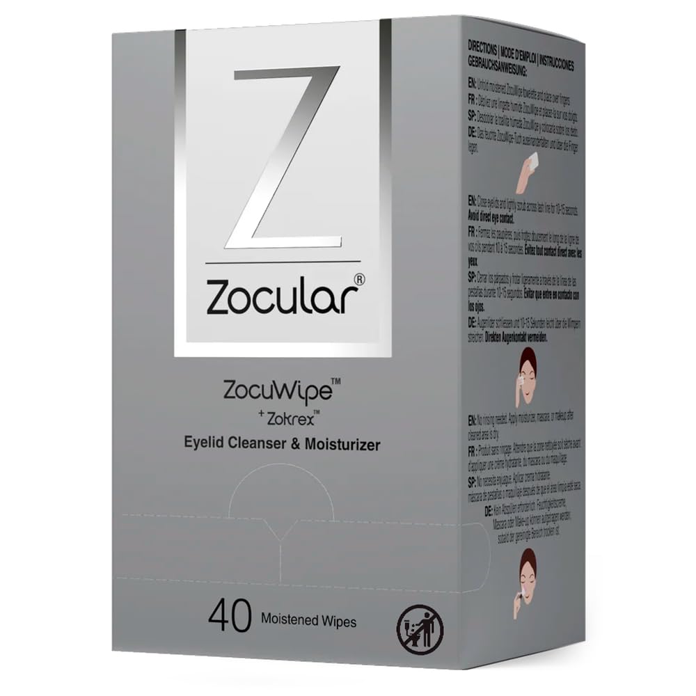 Zocular Zocuwipe front packaging showing product name and count, quick identification benefit