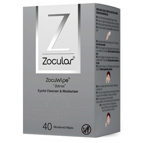 Zocular Zocuwipe front packaging showing product name and count, quick identification benefit