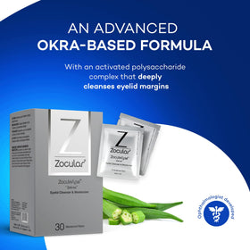Hand holding a Zocular Zocuwipe pad ready to use, demonstrates easy one-step application benefit