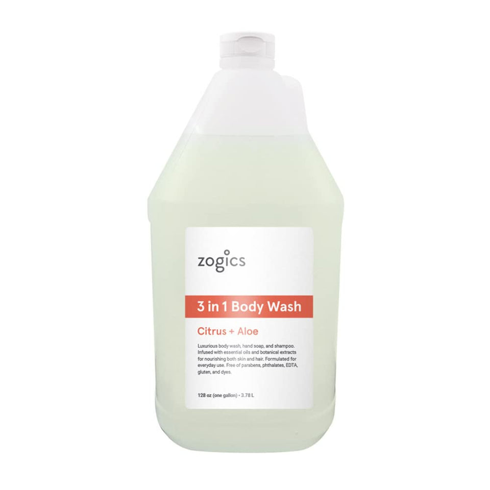 zogics gallon front label showing product identity and scent benefits