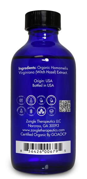 Zongle Therapeutics 4 oz bottle beside common items showing travel-friendly size