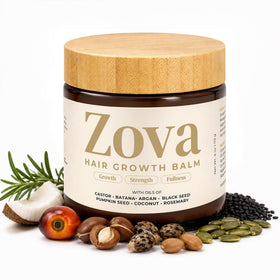 Zova Growth front jar view showing product packaging and nourishing benefit