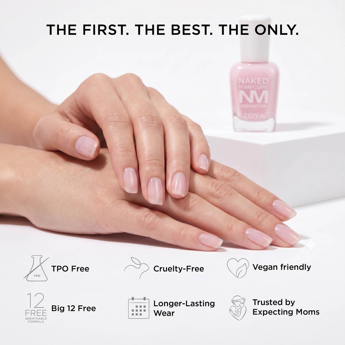 ZOYA polish on vanity next to flowers suggesting daily beauty benefit