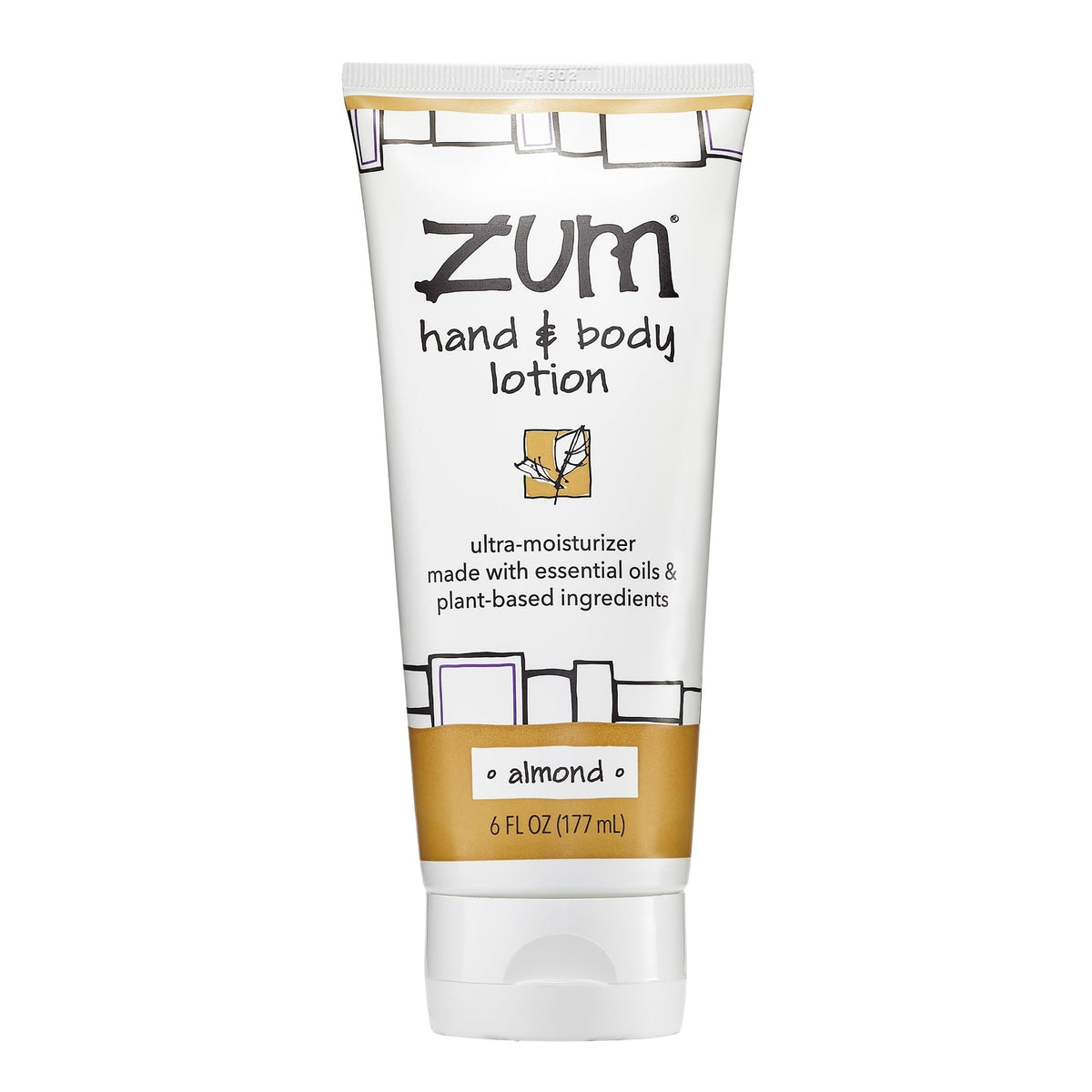 Zum front bottle showing almond-scent label and benefits
