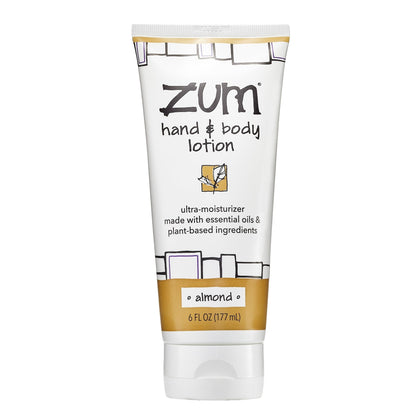Zum front bottle showing almond-scent label and benefits
