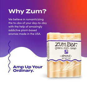 Zum almond soap in travel kit conveying portability and convenience benefit