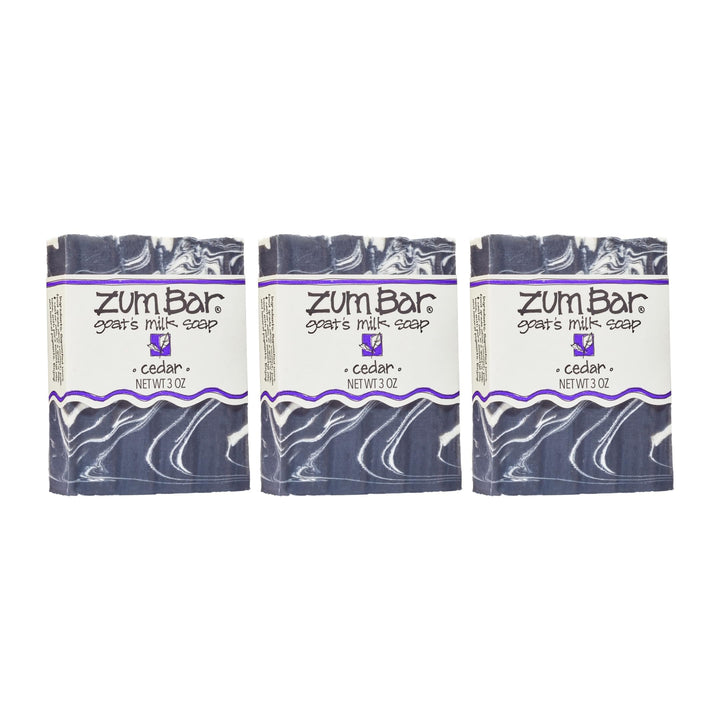 Zum front packaging showing cedar soap benefits and natural formula