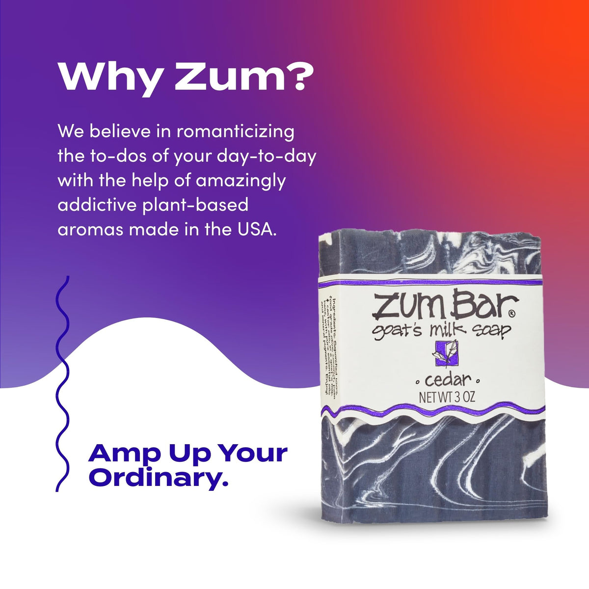Zum label closeup listing ingredients to show transparency and quality