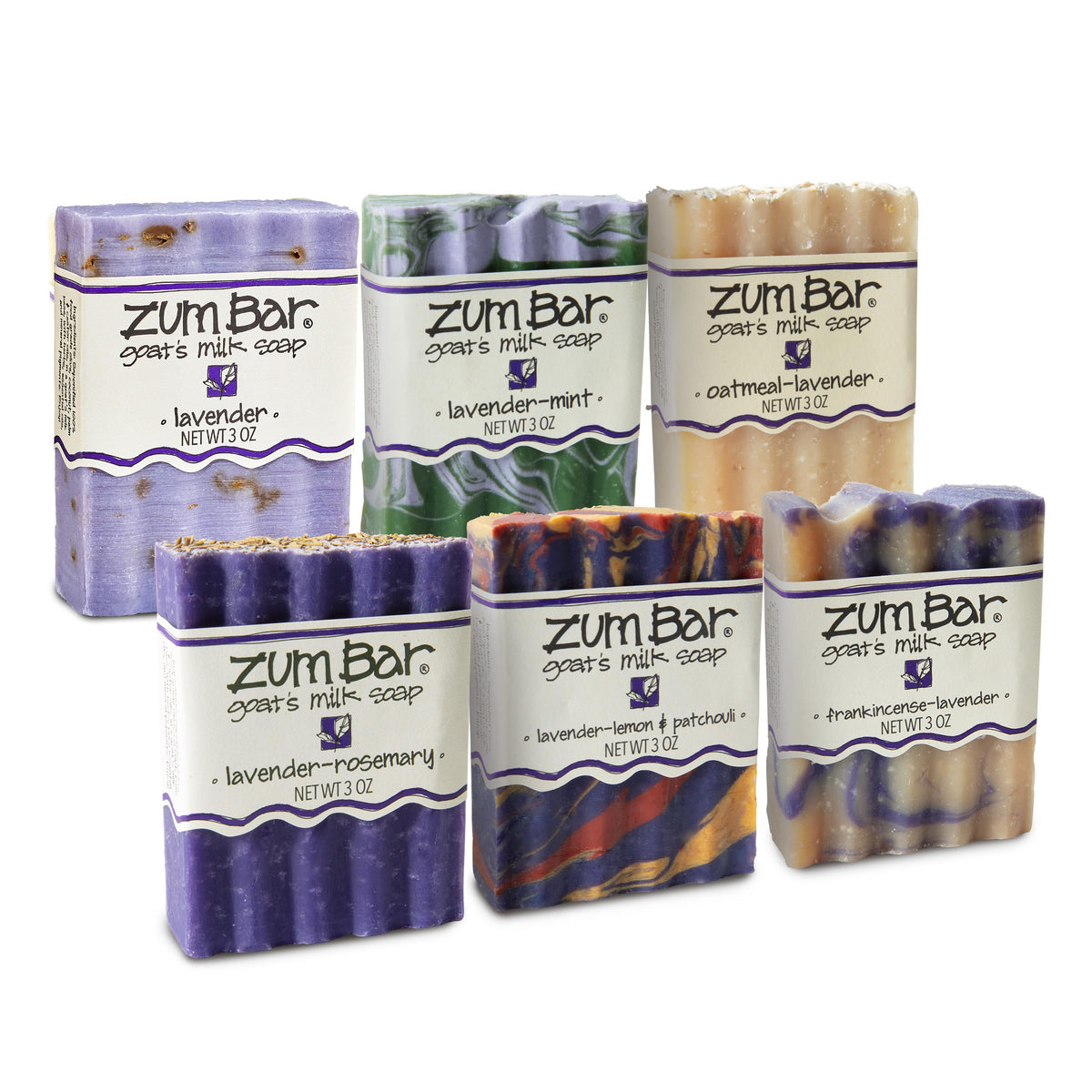 Zum soap front packaging showing lavender blend and 3 oz benefit