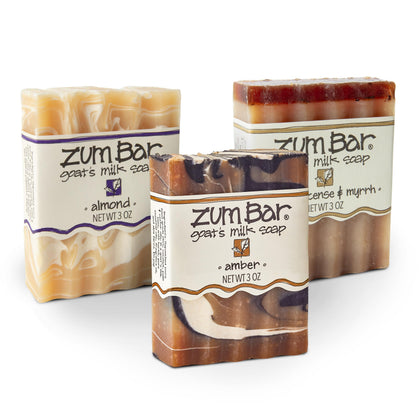 Zum Indigo Wild front packaging showing three sweet-blend bars and scent names