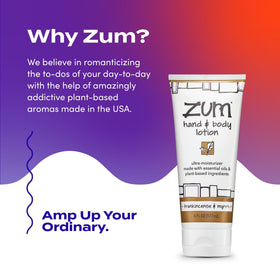 Zum ingredients list close-up emphasizing natural shea and jojoba benefits