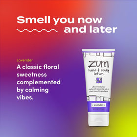 Zum lotion applied on hand showing moisturized skin, demonstrates visible softness