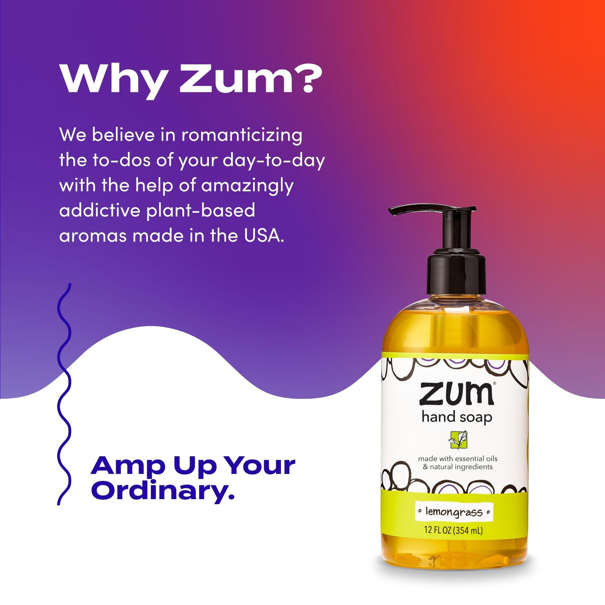 Zum bottle size scale with hand comparison displays 12 oz capacity for lasting use