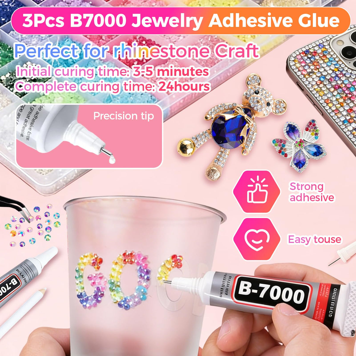 Zuukhard rhinestones applied on nail art sample demonstrating fine-detail sparkle
